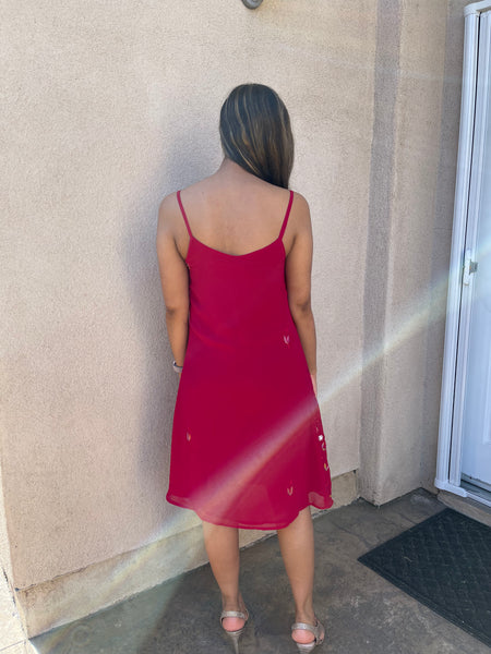 Red Sari Slip Dress - Small/Medium - Ready to Ship