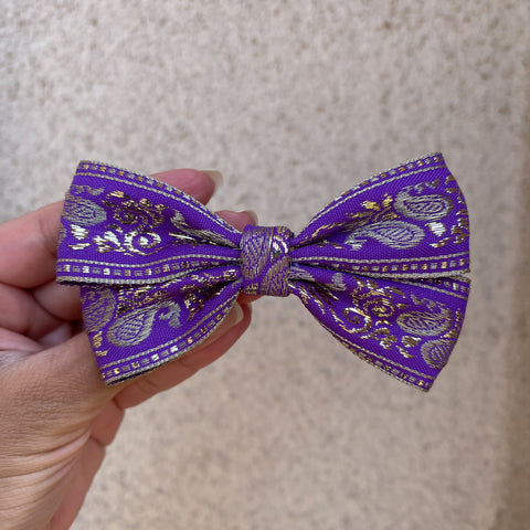 Purple and Silver Hair Bow