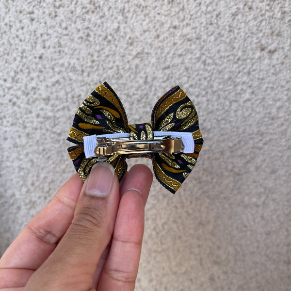 Mini Gold, Black and Orange Hair Bows (2 Pack)