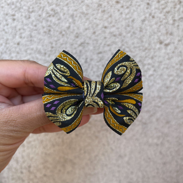 Mini Gold, Black and Orange Hair Bows (2 Pack)